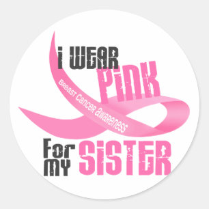 Pegatina Redonda Llevo el rosa para mi hermana 33