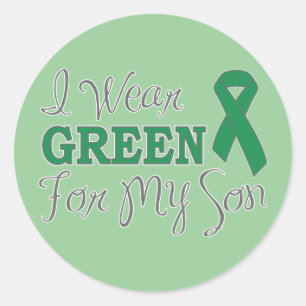 Pegatina Redonda Llevo el verde para mi hijo (la cinta verde de la