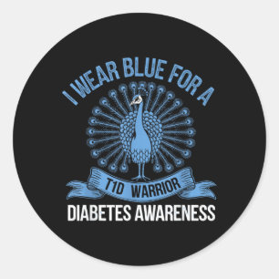 Pegatina Redonda Llevo Guisante Azul Concienciación Diabetes