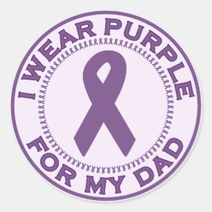 Pegatina Redonda Llevo la púrpura para mi papá