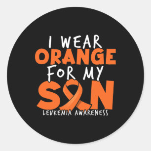 Pegatina Redonda Llevo Naranja Para Mi Hijo. Naranja Leucemia Aware