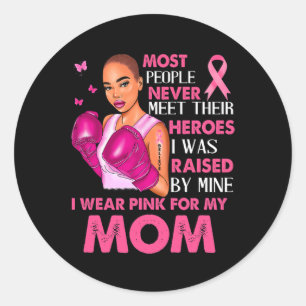 Pegatina Redonda Llevo Pink Para Mi Mamá Conciencia Sobre El Cáncer