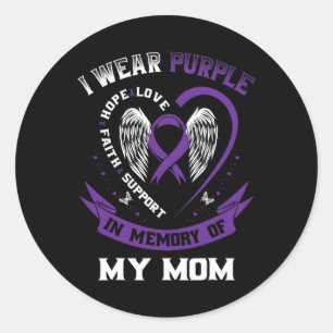 Pegatina Redonda Llevo Púrpura En Memoria De Mi Mamá Epilepsia Awar