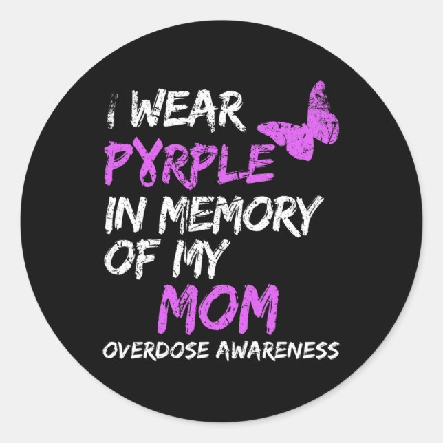 Pegatina Redonda Llevo Púrpura En Memoria De Mi Mamá Sobredosis De  (Anverso)