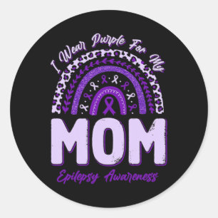 Pegatina Redonda Llevo Púrpura Para Mi Mamá Epilepsia Awareness Rai