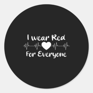 Pegatina Redonda Llevo Rojo Para Todos Conciencia de la Enfermedad