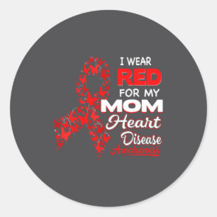 Pegatina Redonda Llevo Rojo Por Mi Mamá Camiseta De Concientización