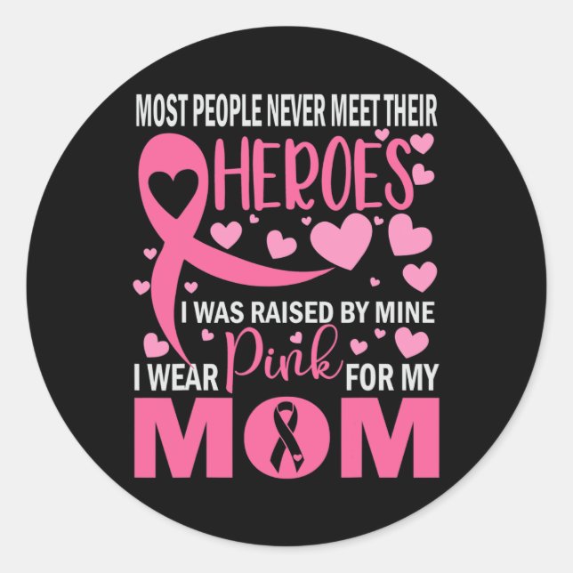 Pegatina Redonda Llevo Rosa Para Mi Mamá, Niño Que Tiene Conciencia (Anverso)