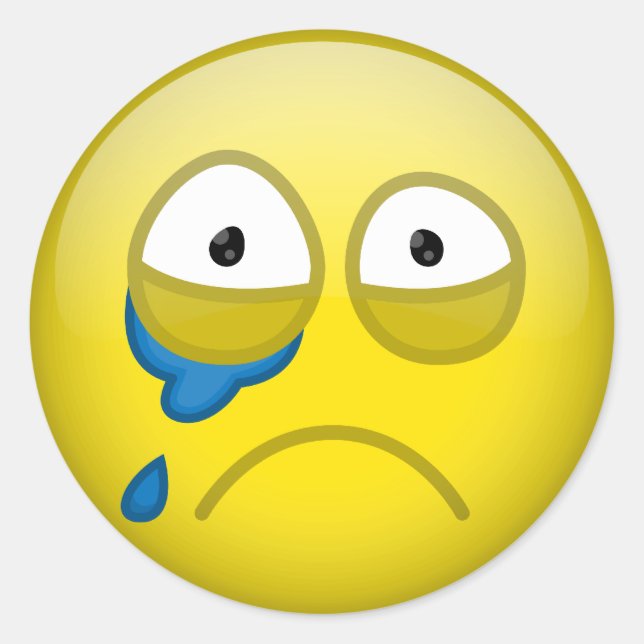 Pegatina Redonda Llorando (Anverso)
