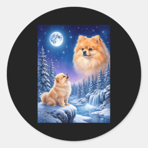 Pegatina Redonda Llorando a la luna meme animal perro pomerania
