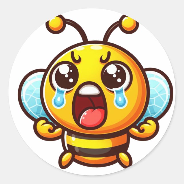 Pegatina Redonda Llorando abeja (Anverso)