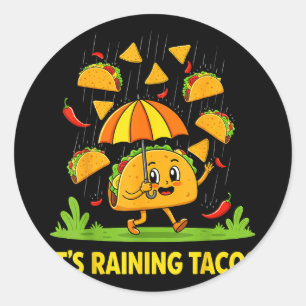 Pegatina Redonda Llovendo tacos paraguas salsa nachos cinco de mayo