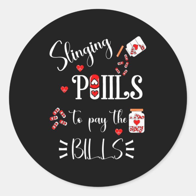 Pegatina Redonda Lls Heart Funny Pharmacist Life Valentines Day  (Anverso)