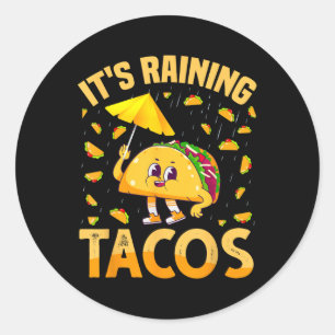 Pegatina Redonda Llueve Tacos Cinco De Mayo Tacos Es Lluvia