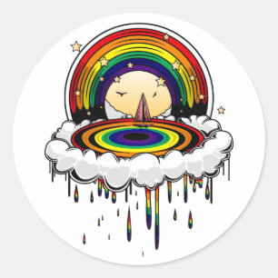 Pegatina Redonda Lluvia arcoiris