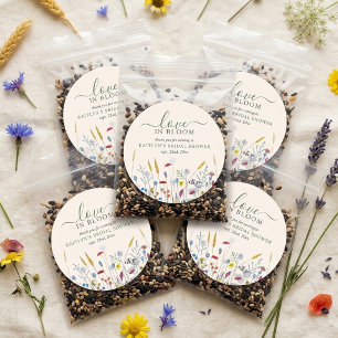 Pegatina Redonda Lluvia de Amor Pradera de Flores Silvestres Desayu