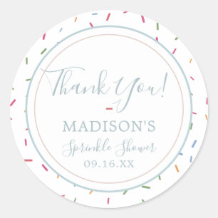 Pegatina Redonda Lluvia de Colores Gracias por la Celebración del B