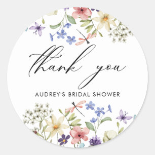 Pegatina Redonda Lluvia de Novia Floral de Flores Silvestres Colori