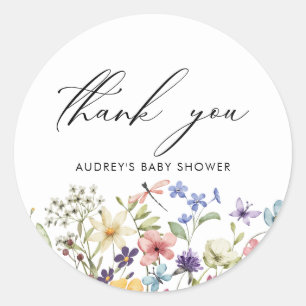 Pegatina Redonda Lluvia de Novia Floral de Flores Silvestres Colori