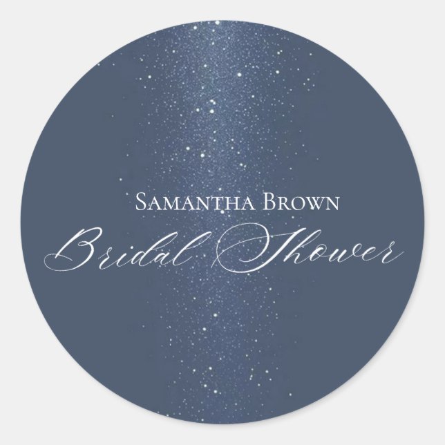 Pegatina Redonda Lluvia de Regalos para Novia: Luna, Estrellas y Lu (Anverso)