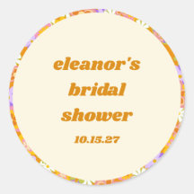 Lluvia Nupcial Personalizada Floral Retro Naranja