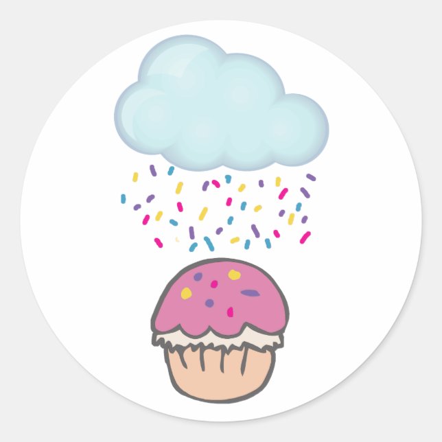 Pegatina Redonda Lluvia Sprinkis en torta (Anverso)