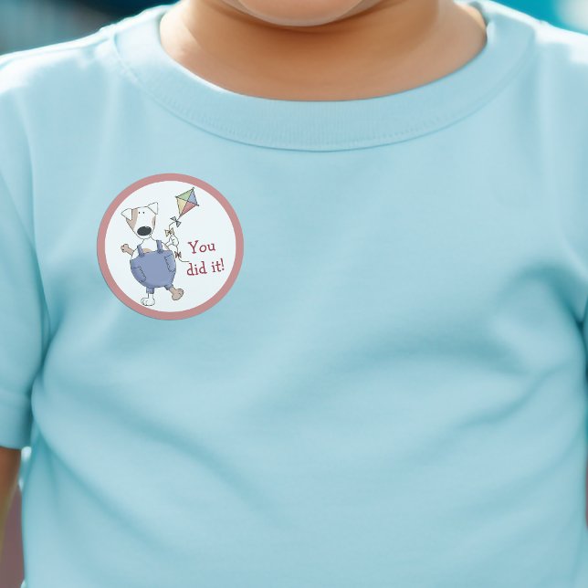 Pegatina Redonda Lo Hiciste Con La Recompensa Del Perro De Kite Pup (You Did It Cute Kite Puppy Dog Reward Classic Round Sticker)