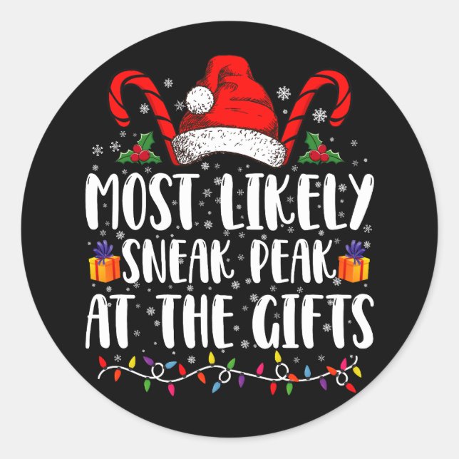 Pegatina Redonda Lo Más Probable Es Escabullirse En Los Navidades D (Anverso)