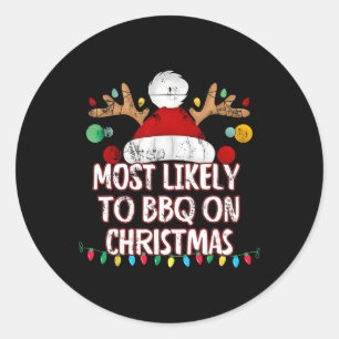 Pegatina Redonda Lo Más Probable Es Que Bbq Sobre Navidades Coincid