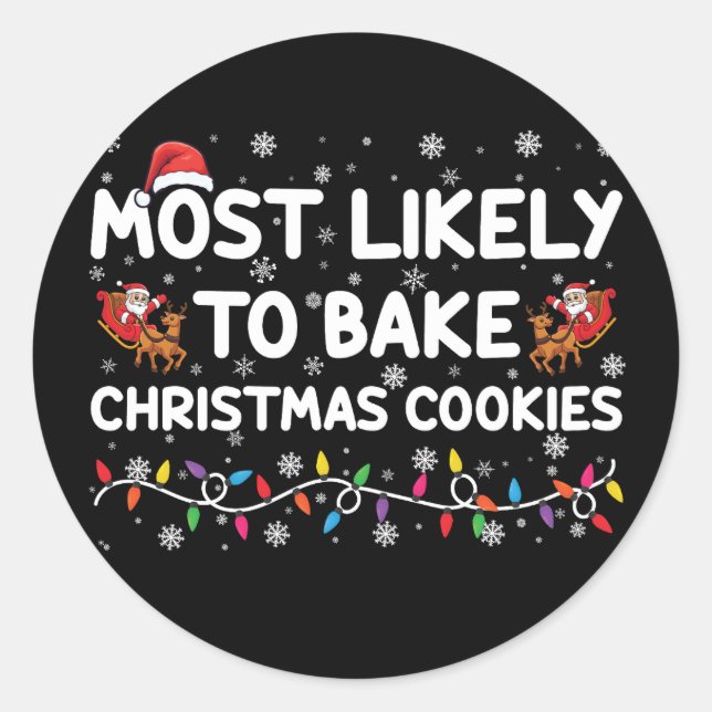 Pegatina Redonda Lo Más Probable Es Que Los Navidades De Bake Cooki (Anverso)