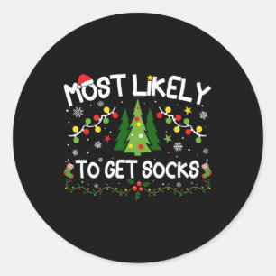 Pegatina Redonda Lo Más Probable Es Que Los Navidades De Socks Coin