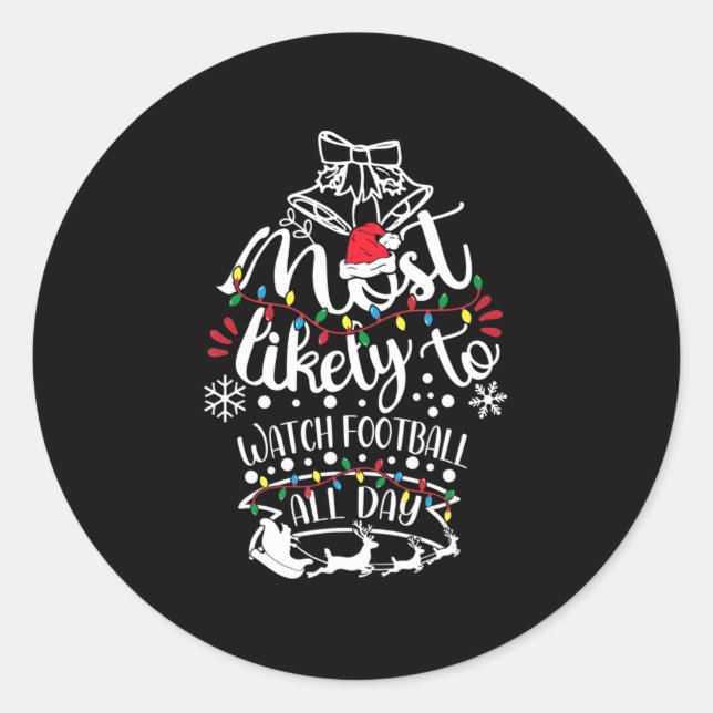 Pegatina Redonda Lo Más Probable Es Que Los Navidades Vean El Fútbo (Anverso)