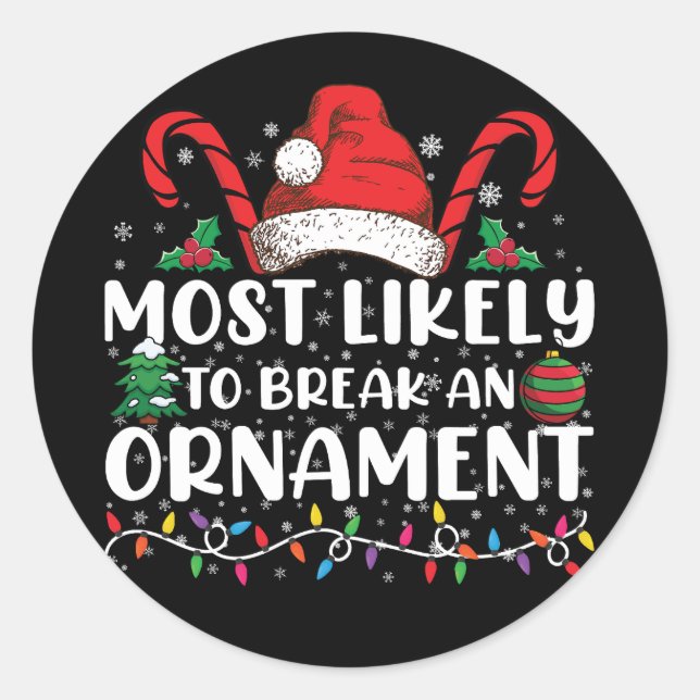 Pegatina Redonda Lo Más Probable Es Que Rompa Una Familia De Navida (Anverso)