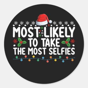 Pegatina Redonda Lo Más Probable Es Tomar El Hol De Los Navidades M