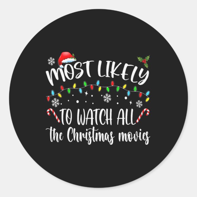 Pegatina Redonda Lo Más Probable Es Ver Todas Las Películas De Navi (Anverso)