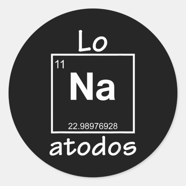 Pegatina Redonda Lo Na Atodos - Spanish Chemistry Periodic Table So (Anverso)