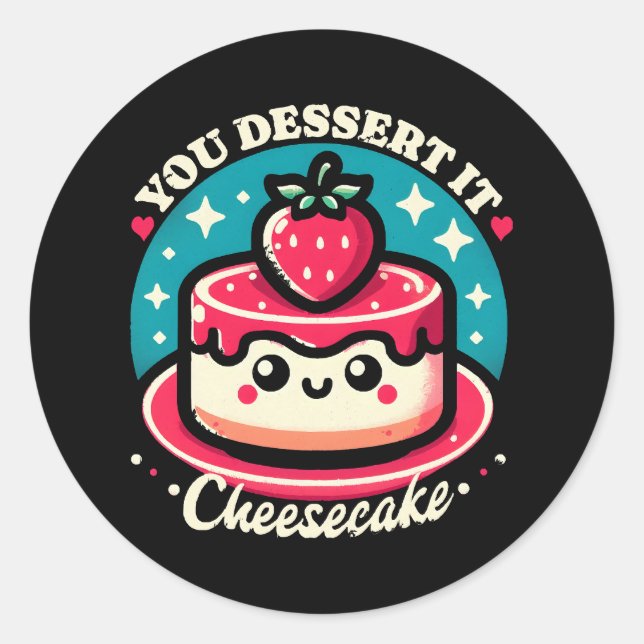 Pegatina Redonda Lo postres - Cheesecake Kawaii (Anverso)