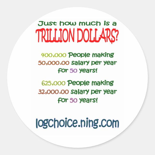 Pegatina Redonda Lo que es un billón (Anverso)