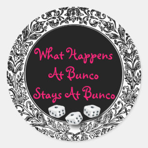 Pegatina Redonda Lo Que Pasa En Bunco Se Queda En Bunco