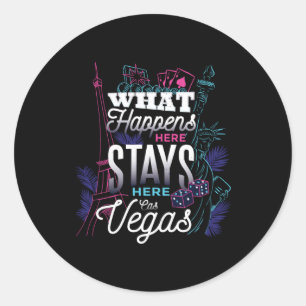 Pegatina Redonda Lo Que Pasa En El Casino Funny De Las Vegas