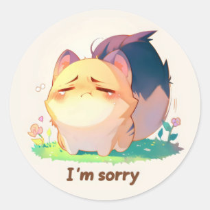 Pegatina Redonda Lo siento, animal animado