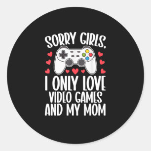 Pegatina Redonda Lo siento Chicas solo me encantan los videojuegos 
