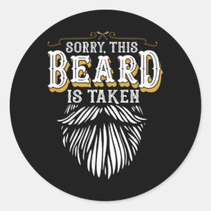 Pegatina Redonda Lo siento, esta barba está ocupada País Retro San