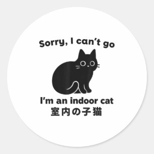 Pegatina Redonda Lo siento, no puedo irme. Soy un gato cubierto gra