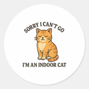 Pegatina Redonda Lo siento, no puedo irme. Soy un gato cubierto gra