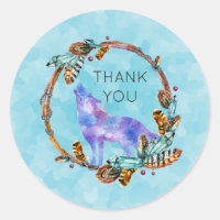 Lobo acuarela con estilo boho Gracias