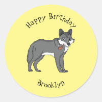 Lobo gris con ilustracion de personalizado de tube