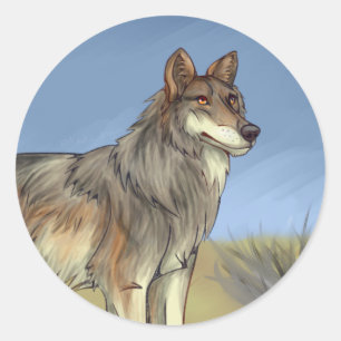 Pegatina Redonda Lobo mexicano