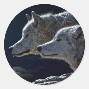 Pegatina Redonda Lobos