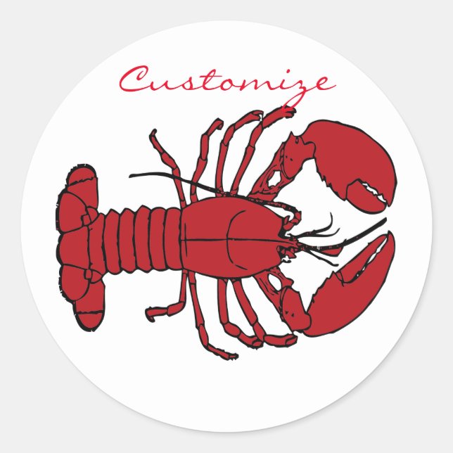Pegatina Redonda Lobster de Red Maine Thunder_Cove (Anverso)
